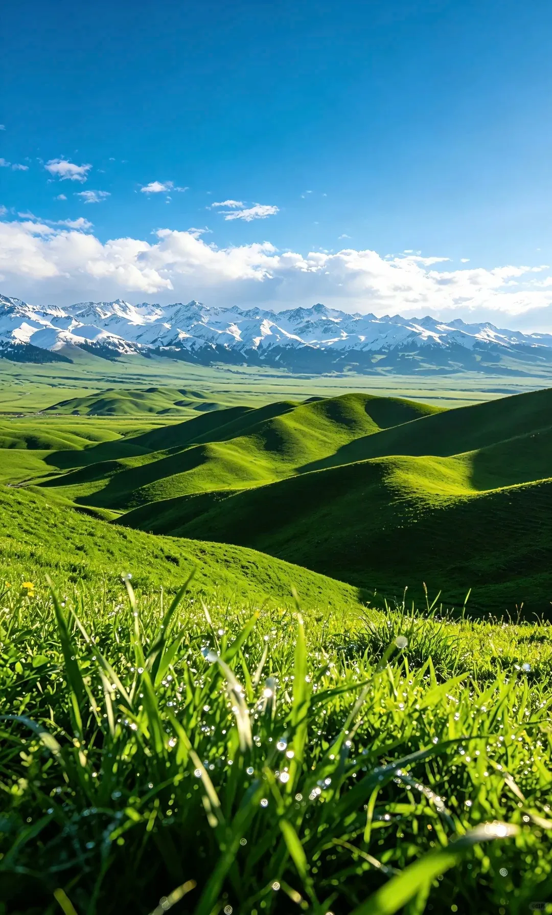 The blue of Sayram Lake and the peaks beyond